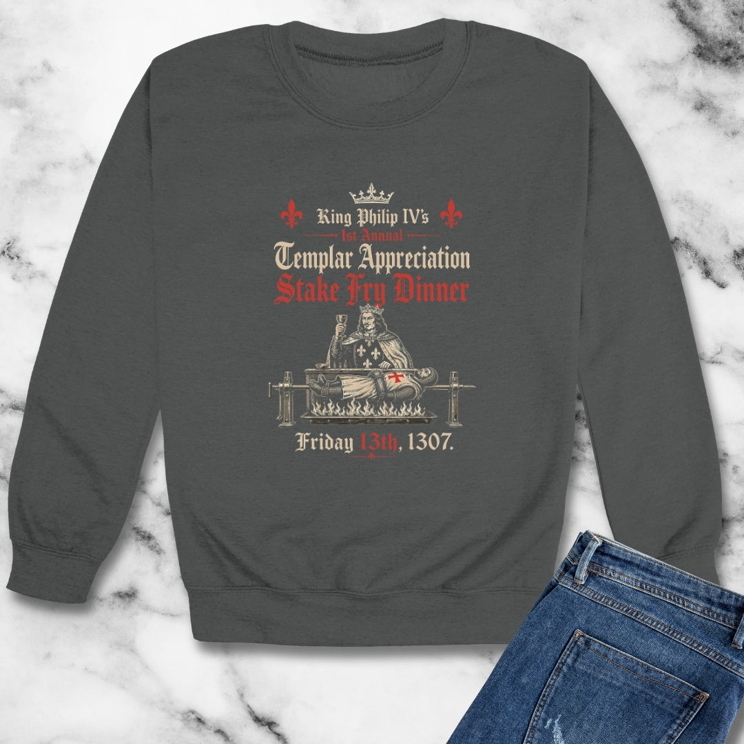 Templar Knights Stake Fry Dinner Unisex Heavy Crewneck Sweatshirt