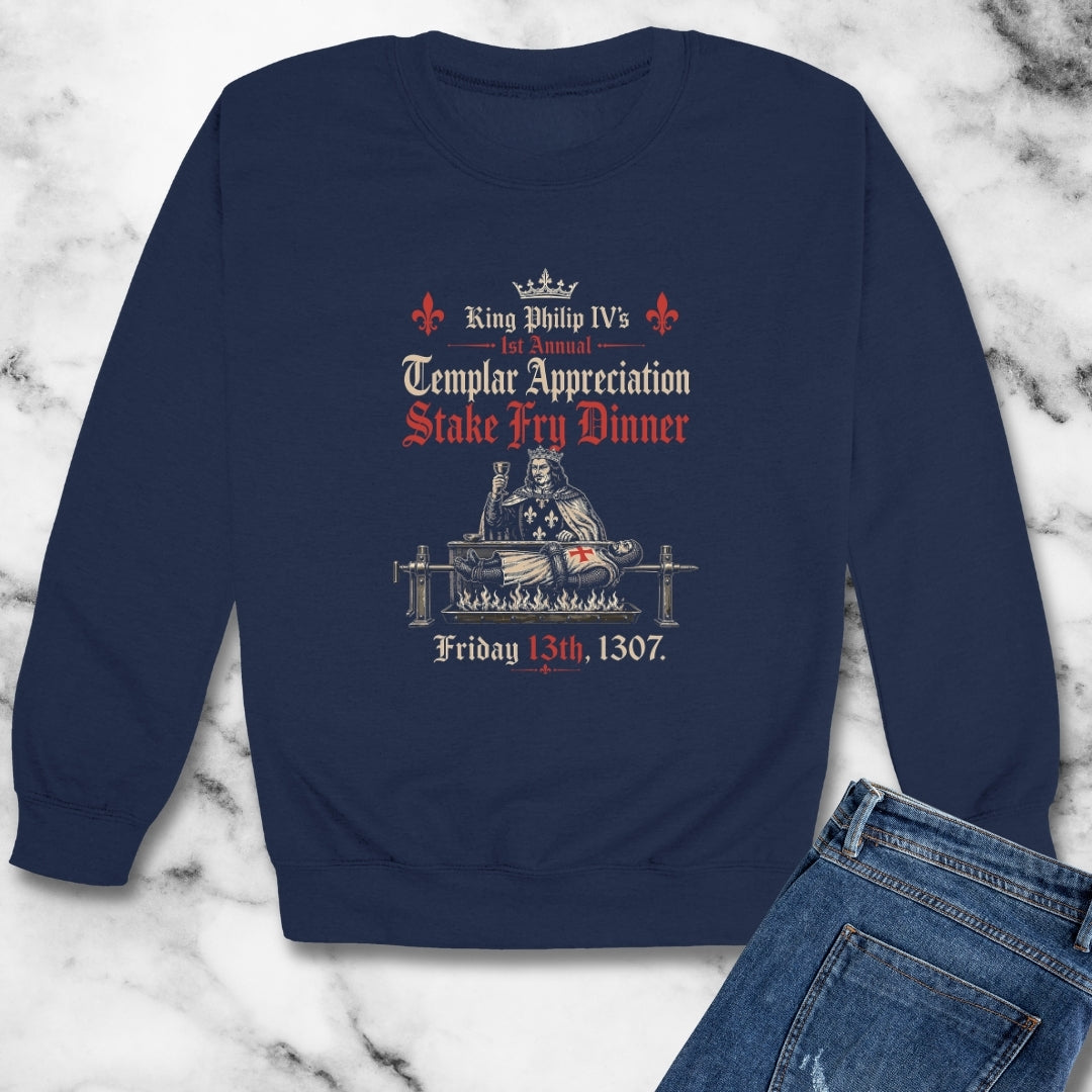 Templar Knights Stake Fry Dinner Unisex Heavy Crewneck Sweatshirt