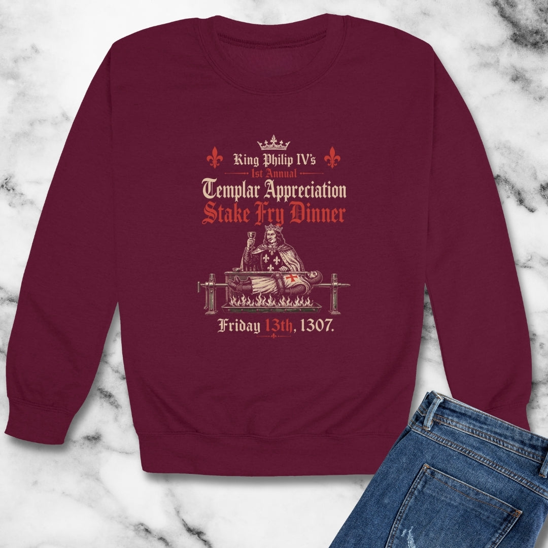 Templar Knights Stake Fry Dinner Unisex Heavy Crewneck Sweatshirt