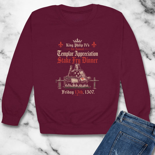Templar Knights Stake Fry Dinner Unisex Heavy Crewneck Sweatshirt