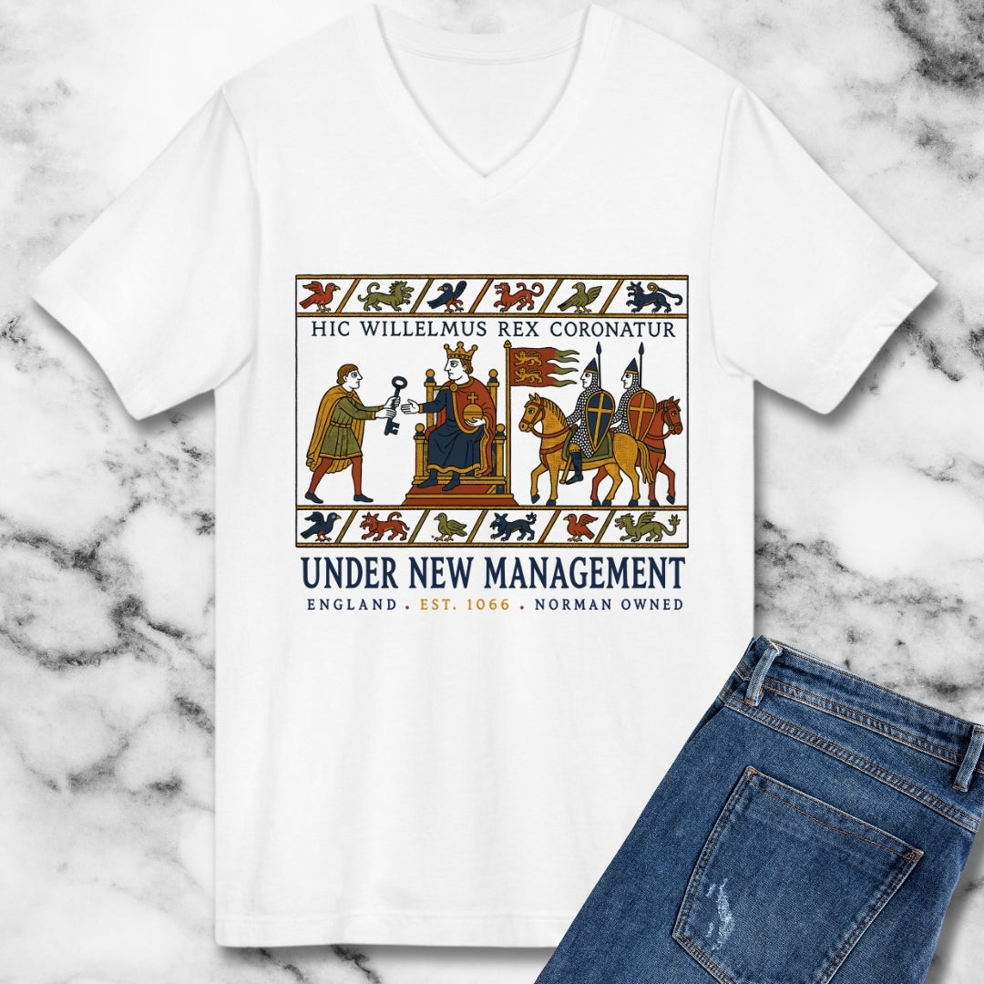 Bayeux Tapestry Under New Management Normans V-neck