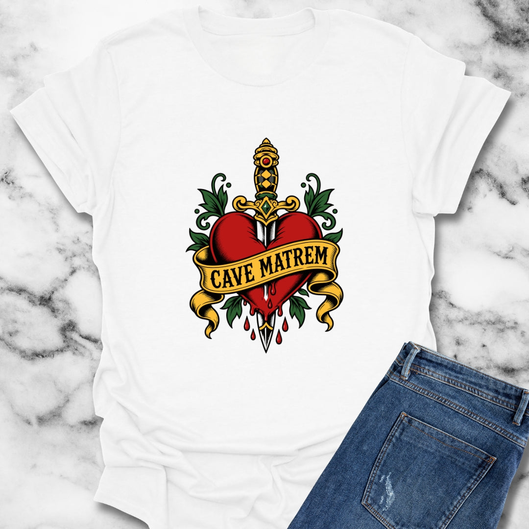 Cave Matrem Beware Mother Tattoo Style T-Shirt