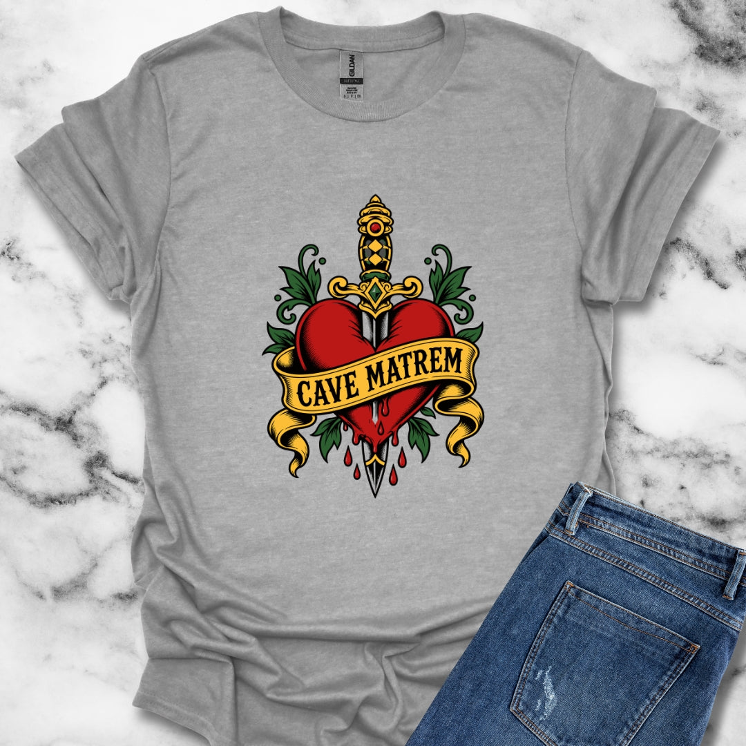 Cave Matrem Beware Mother Tattoo Style T-Shirt