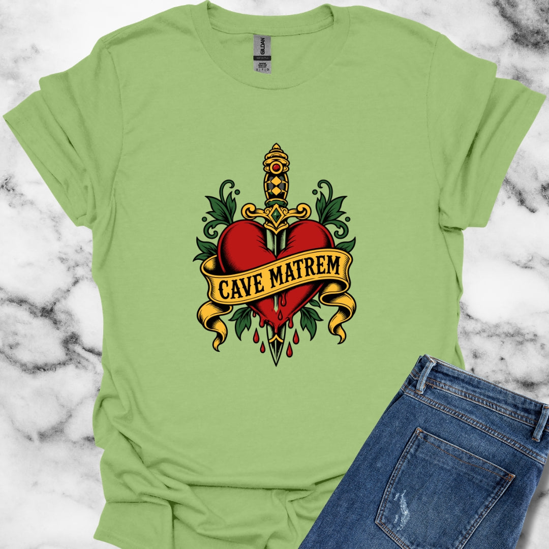 Cave Matrem Beware Mother Tattoo Style T-Shirt