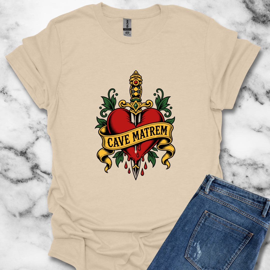 Cave Matrem Beware Mother Tattoo Style T-Shirt