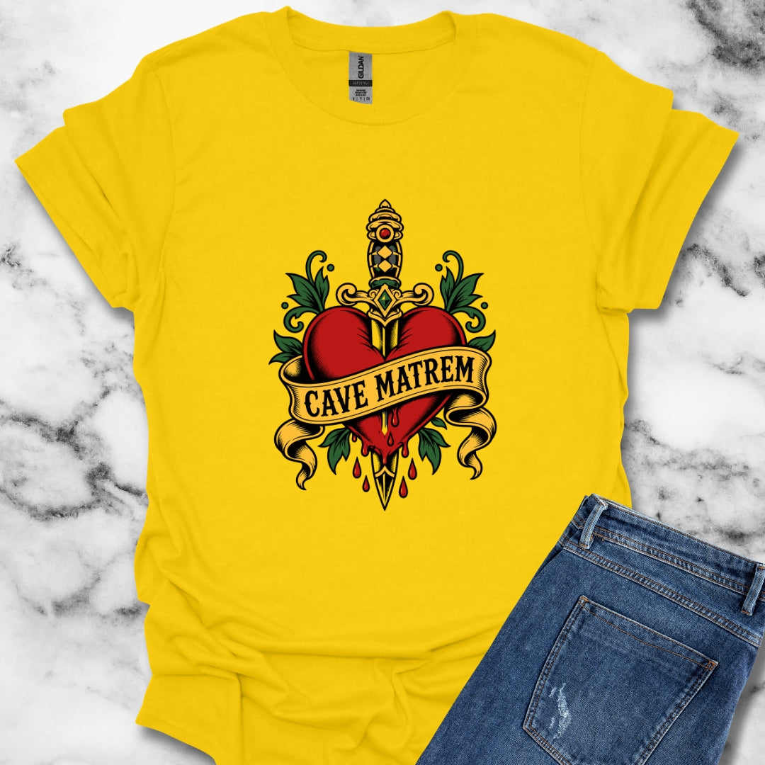 Cave Matrem Beware Mother Tattoo Style T-Shirt