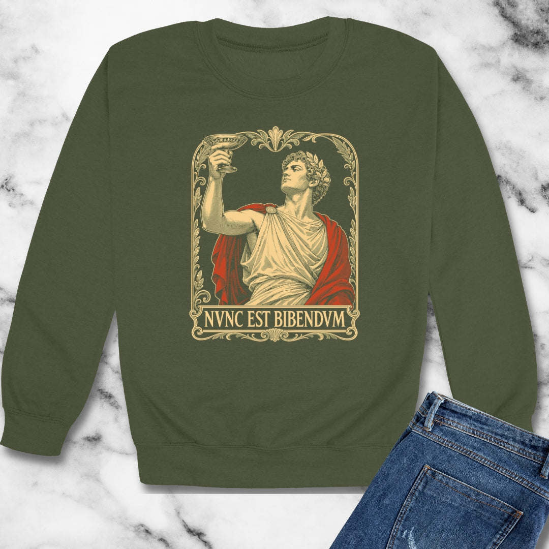 Nunc Est Bibendum Latin to Drink Unisex Heavy Crewneck Sweatshirt