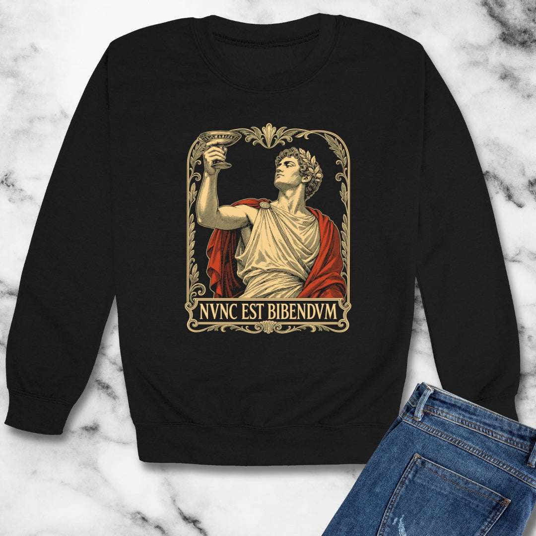 Nunc Est Bibendum Latin to Drink Unisex Heavy Crewneck Sweatshirt