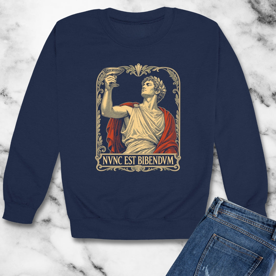 Nunc Est Bibendum Latin to Drink Unisex Heavy Crewneck Sweatshirt