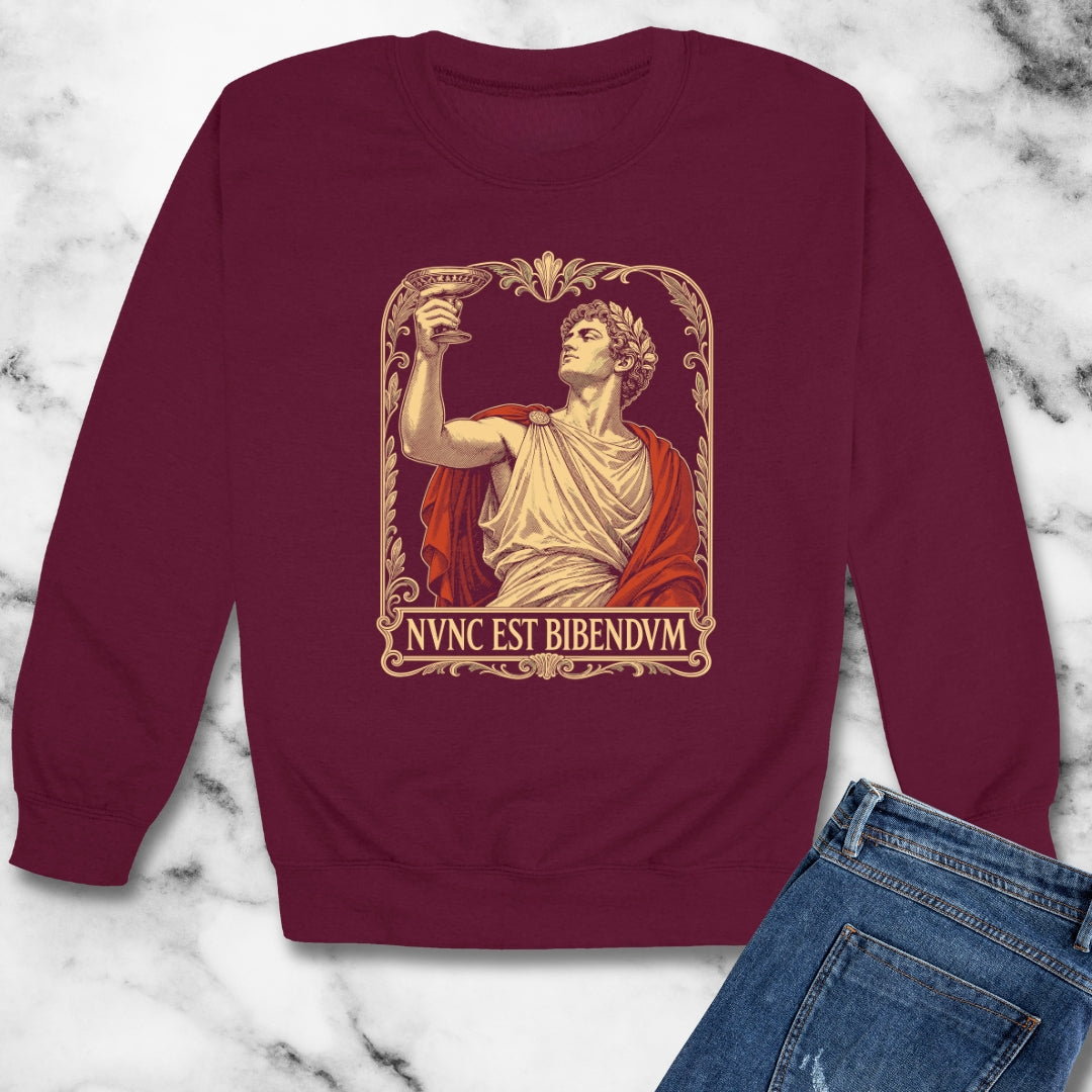Nunc Est Bibendum Latin to Drink Unisex Heavy Crewneck Sweatshirt