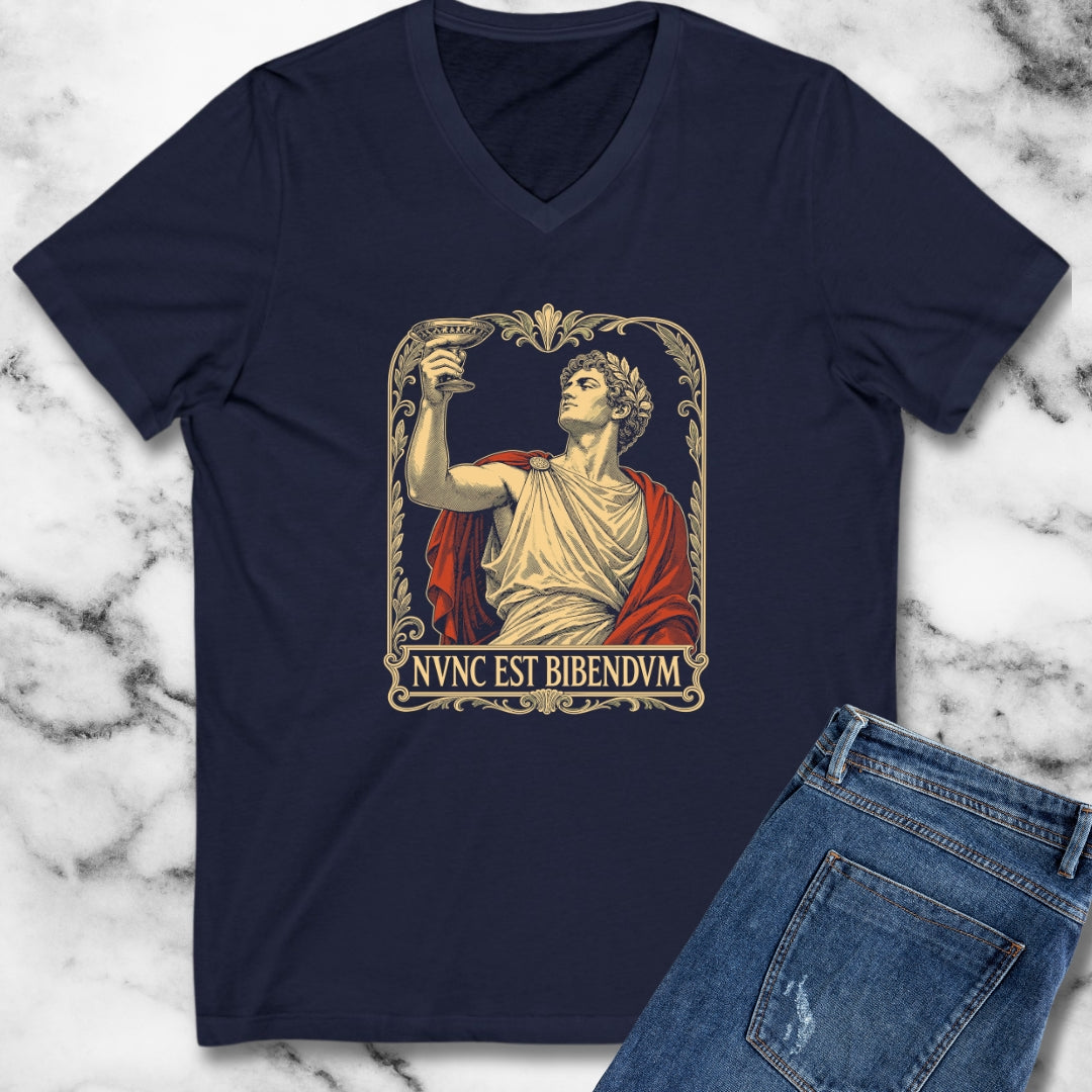 Nunc Est Bibendum Latin to Drink V-Neck