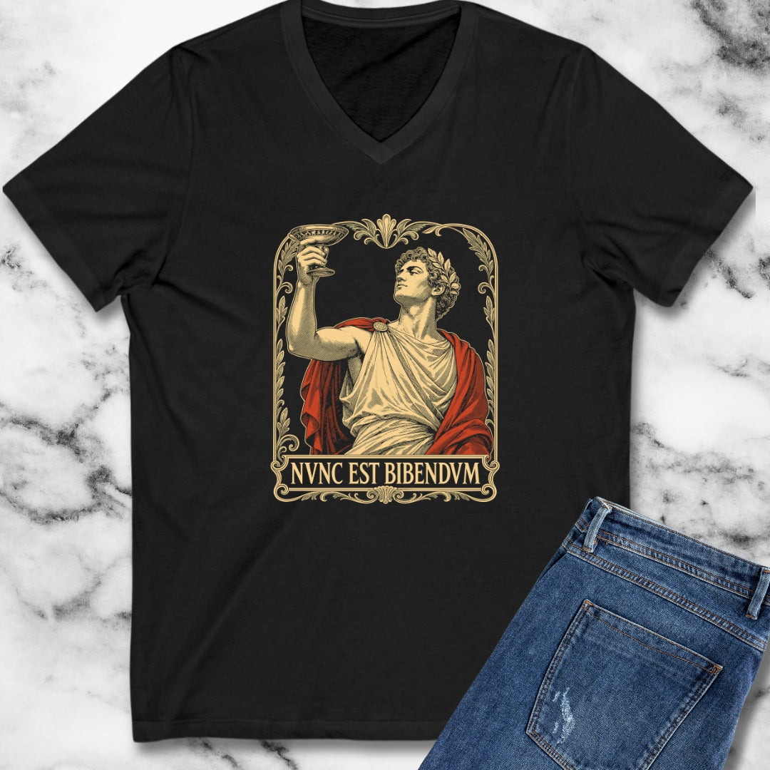 Nunc Est Bibendum Latin to Drink V-Neck