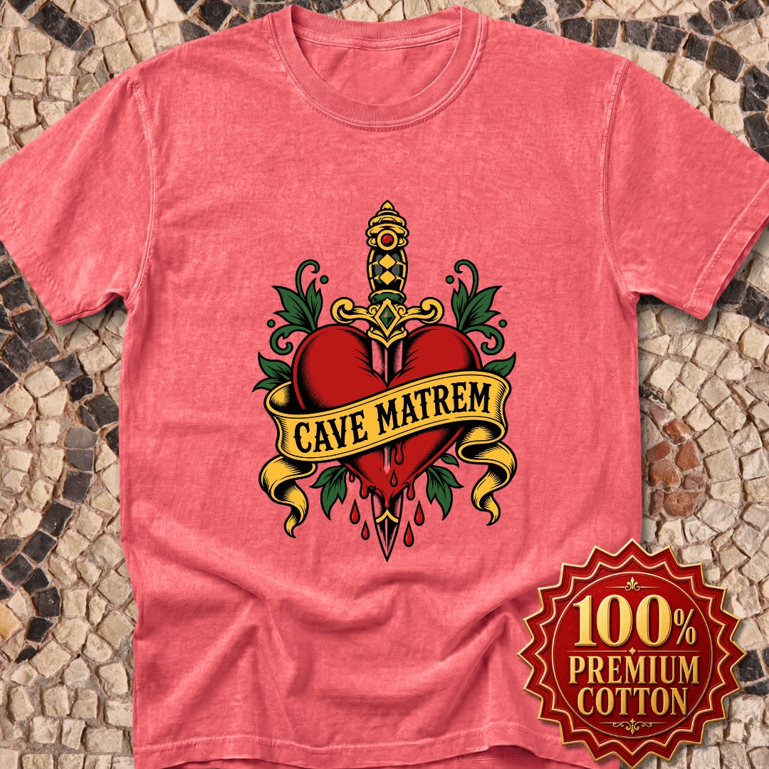 Cave Matrem Beware Mother Tattoo Style Premium Tee