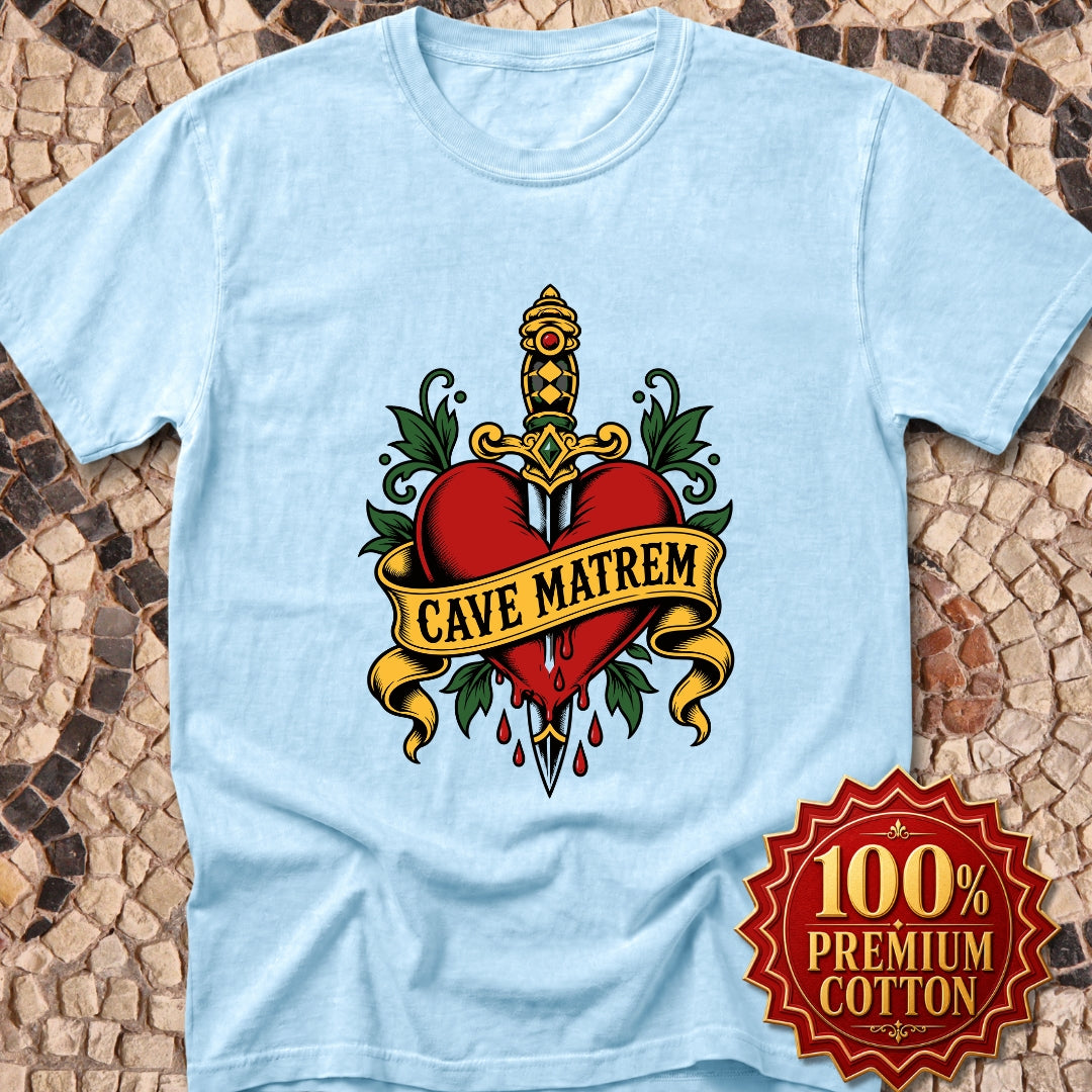 Cave Matrem Beware Mother Tattoo Style Premium Tee