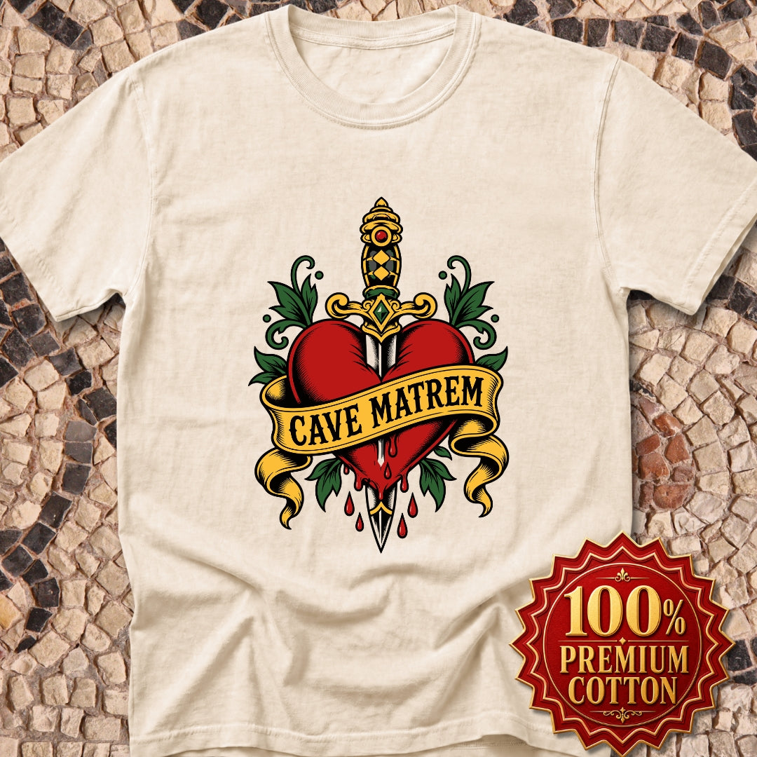 Cave Matrem Beware Mother Tattoo Style Premium Tee