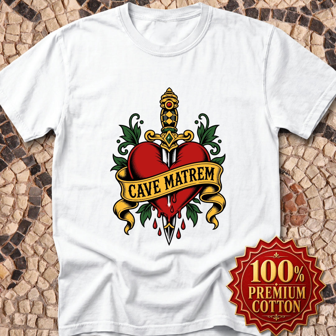 Cave Matrem Beware Mother Tattoo Style Premium Tee