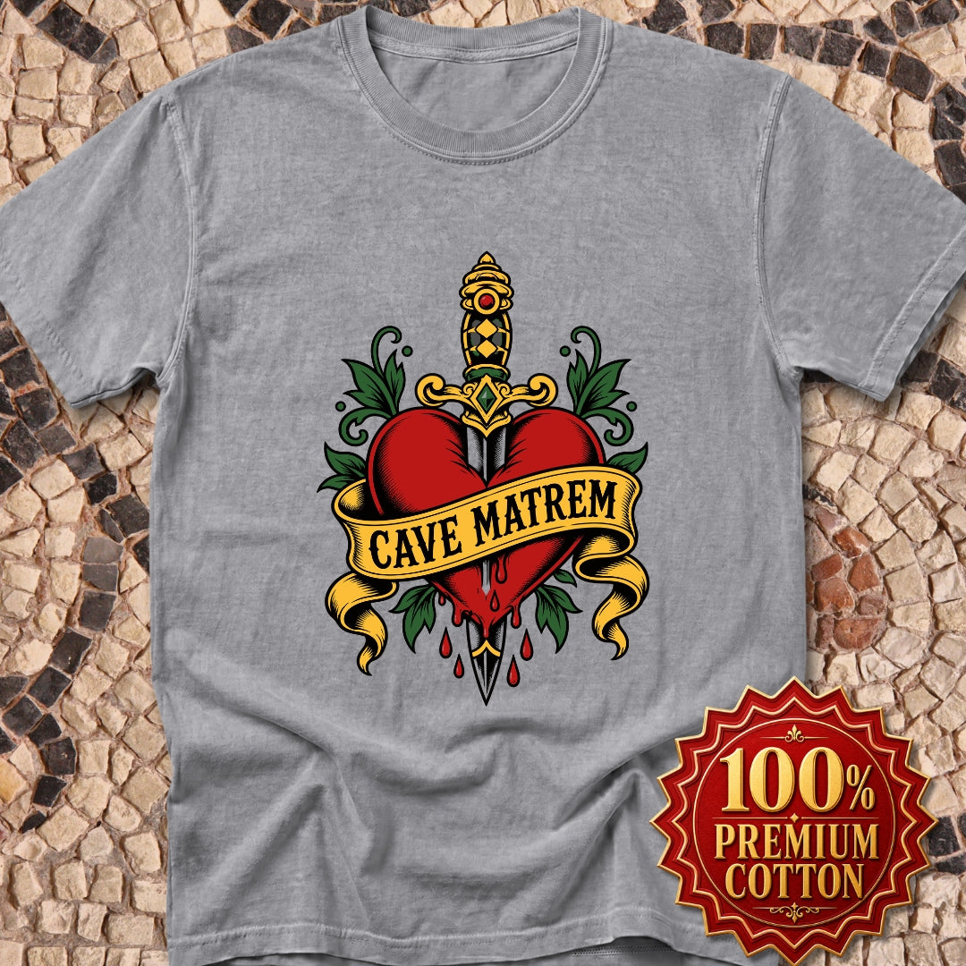 Cave Matrem Beware Mother Tattoo Style Premium Tee