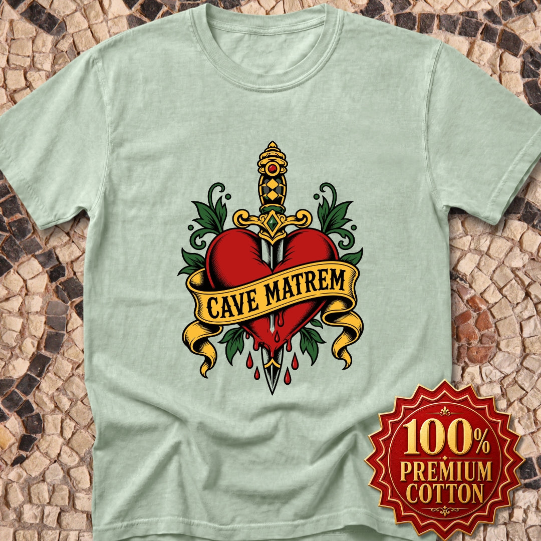 Cave Matrem Beware Mother Tattoo Style Premium Tee