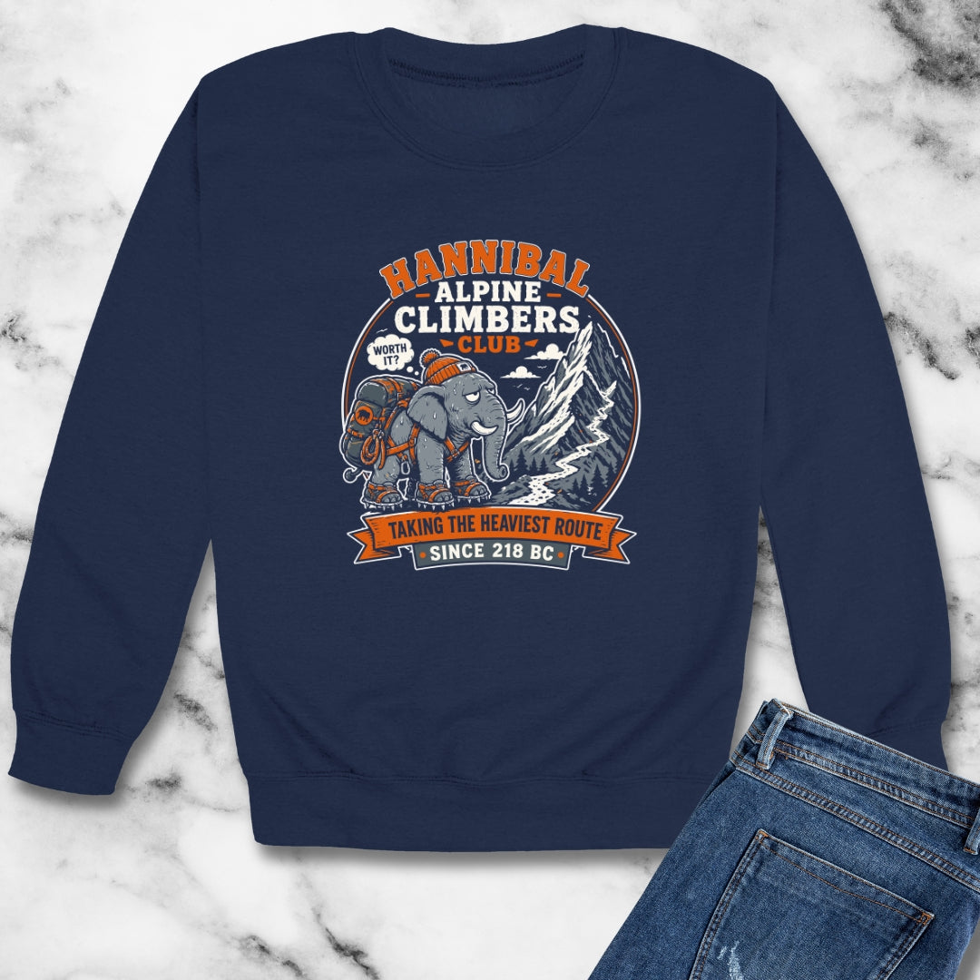Hannibal Alpine Climbers Club Heaviest Route Unisex Heavy Crewneck Sweatshirt