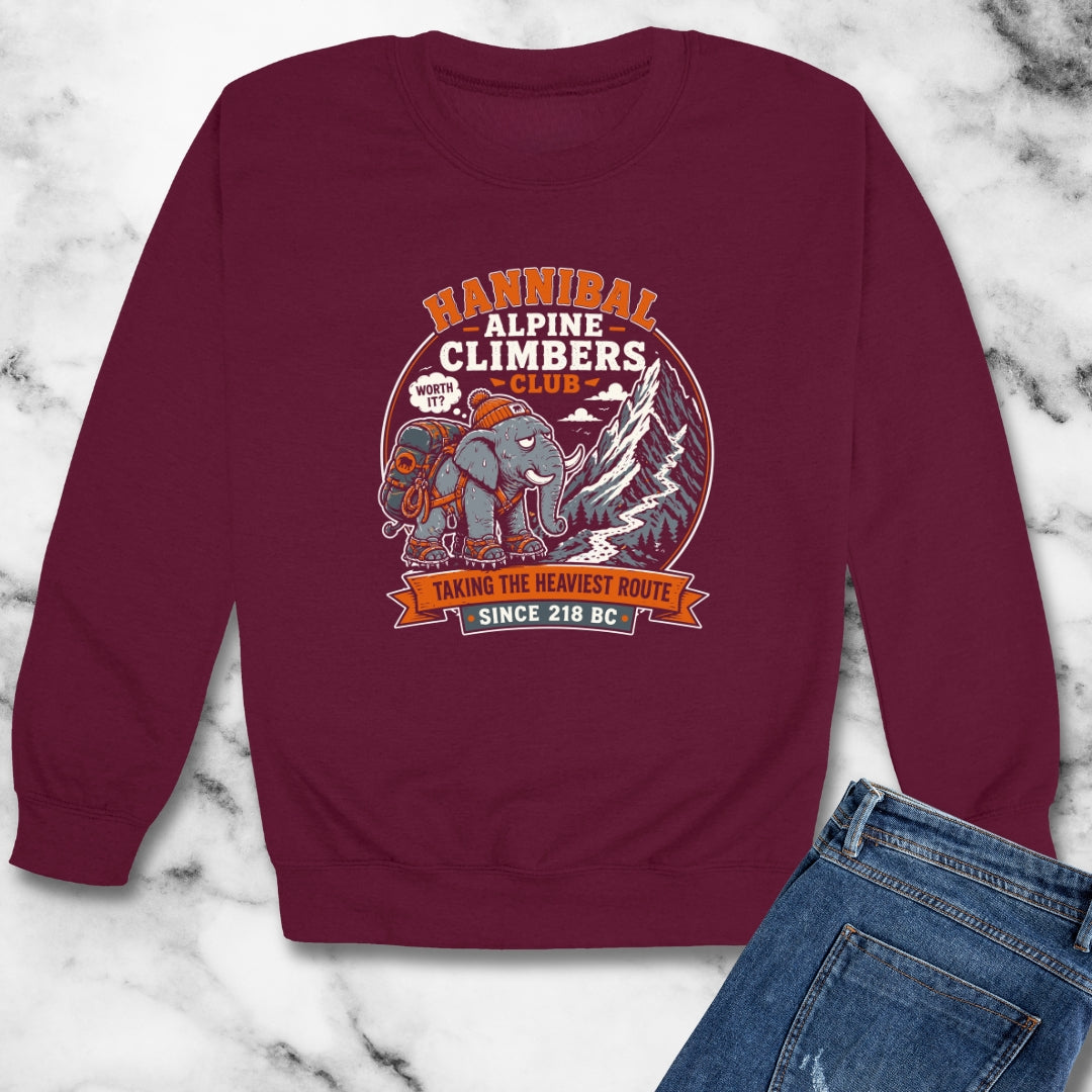 Hannibal Alpine Climbers Club Heaviest Route Unisex Heavy Crewneck Sweatshirt