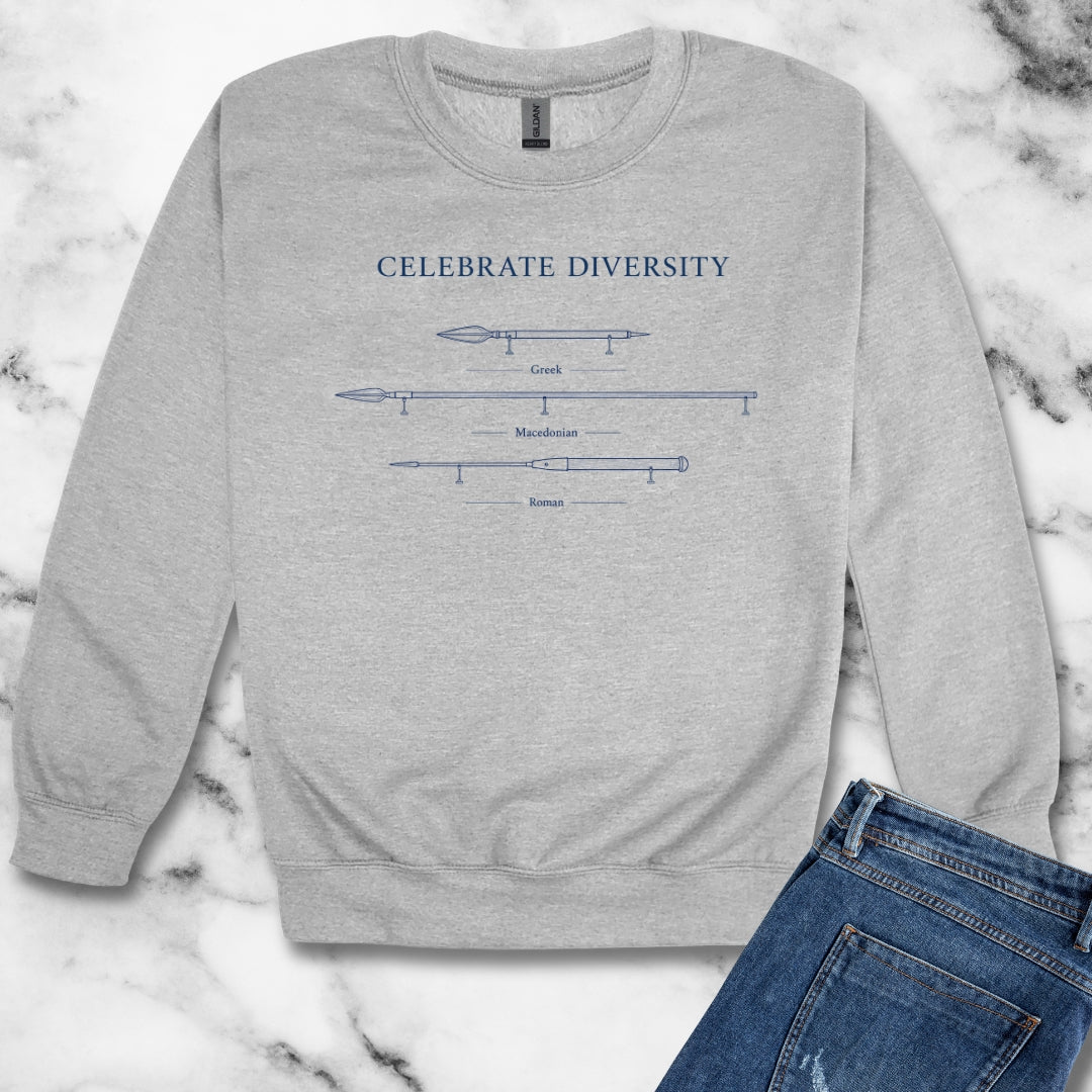 Celebrate Diversity Roman Greek Macedonian Spears Unisex Heavy Crewneck Sweatshirt