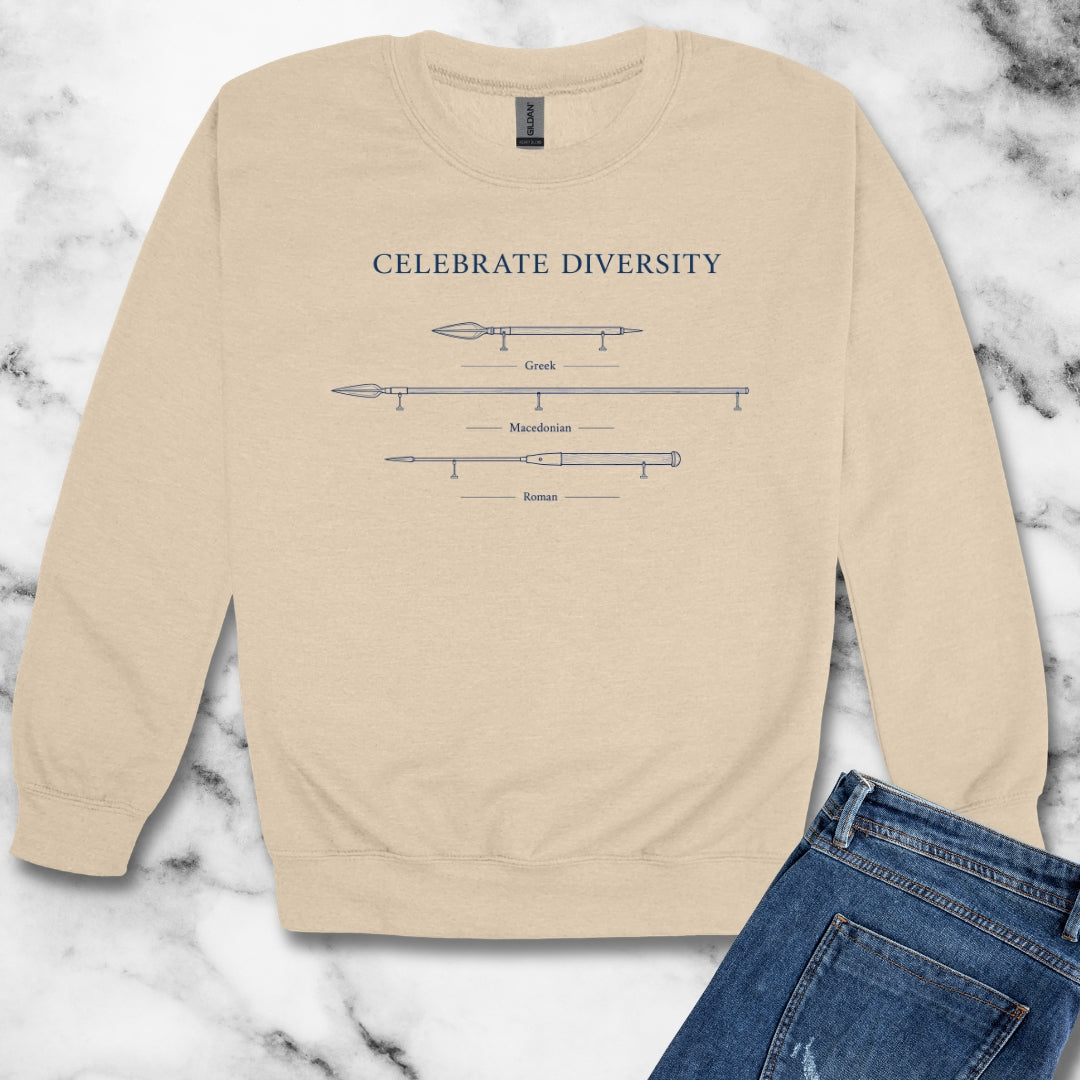 Celebrate Diversity Roman Greek Macedonian Spears Unisex Heavy Crewneck Sweatshirt