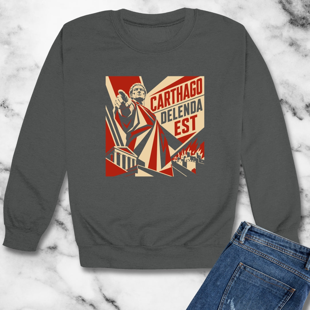 Carthago Delenda Est Propaganda Style Unisex Heavy Crewneck Sweatshirt