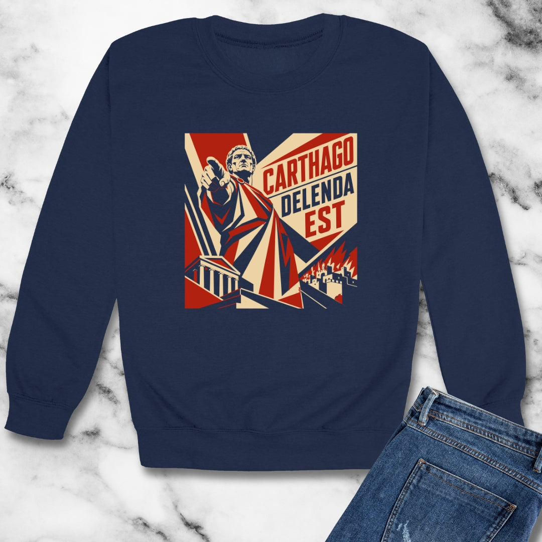 Carthago Delenda Est Propaganda Style Unisex Heavy Crewneck Sweatshirt