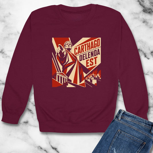 Carthago Delenda Est Propaganda Style Unisex Heavy Crewneck Sweatshirt