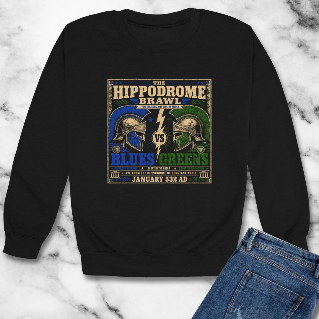 Nika Riots Blues vs Greens  Unisex Heavy Crewneck Sweatshirt