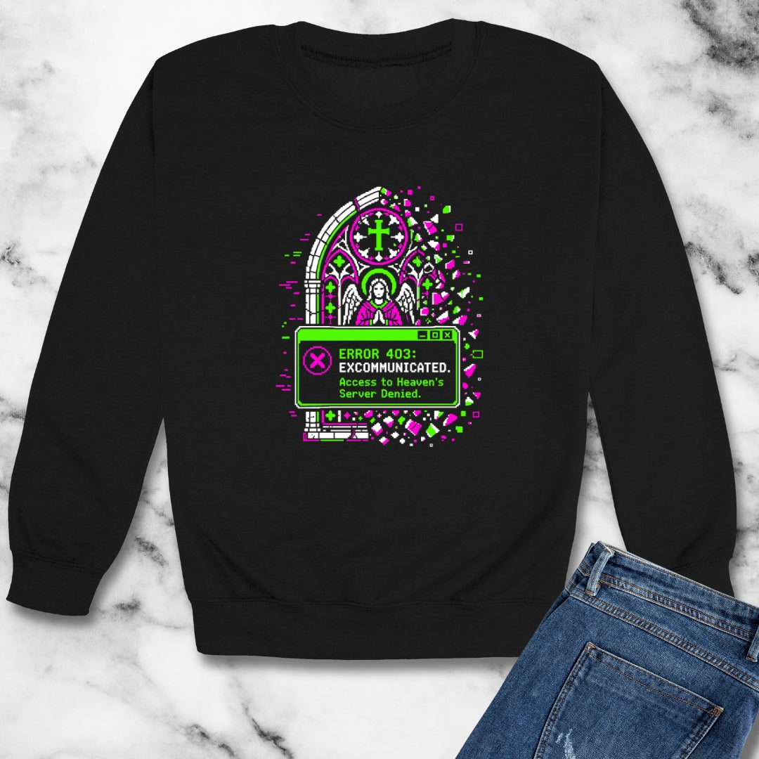 Excommunication 8 Bit Error Unisex Heavy Crewneck Sweatshirt