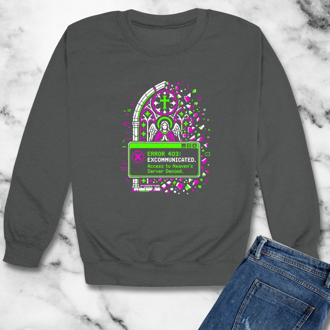 Excommunication 8 Bit Error Unisex Heavy Crewneck Sweatshirt