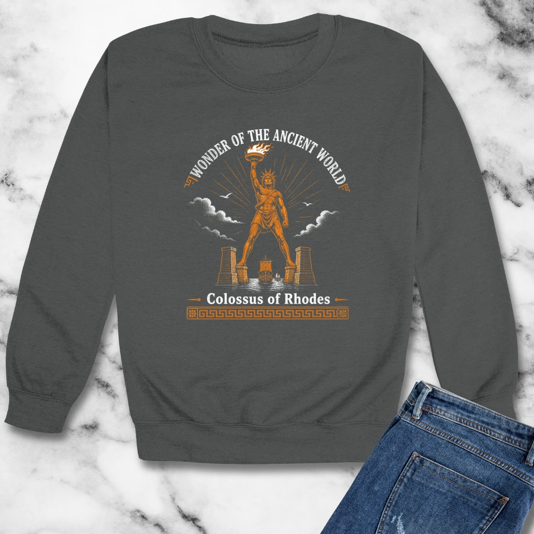 Colossus of Rhodes Wonder of Ancient World Unisex Heavy Crewneck Sweatshirt