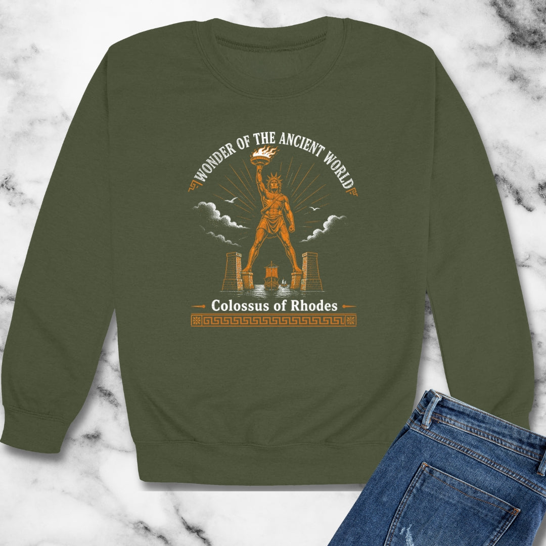 Colossus of Rhodes Wonder of Ancient World Unisex Heavy Crewneck Sweatshirt