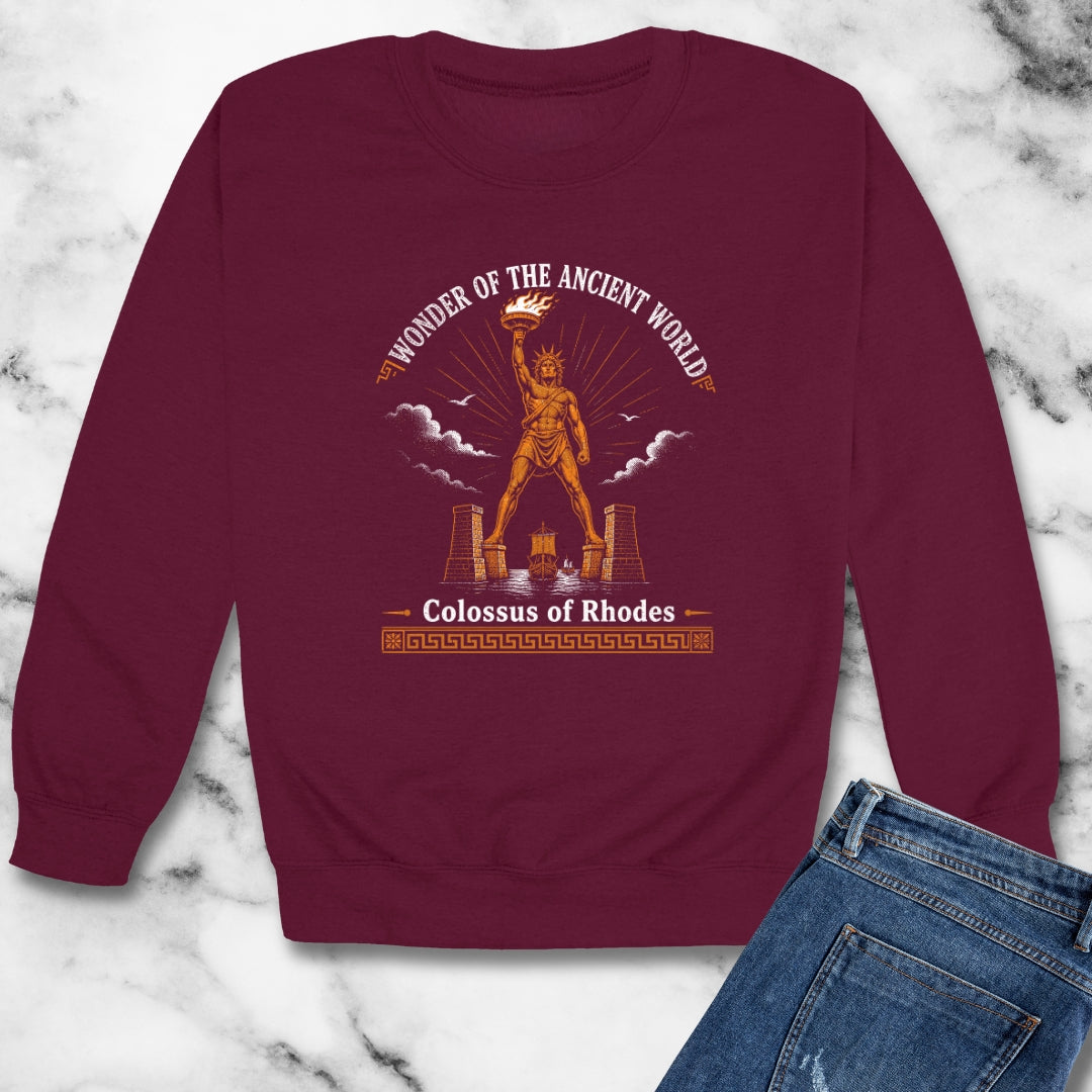 Colossus of Rhodes Wonder of Ancient World Unisex Heavy Crewneck Sweatshirt