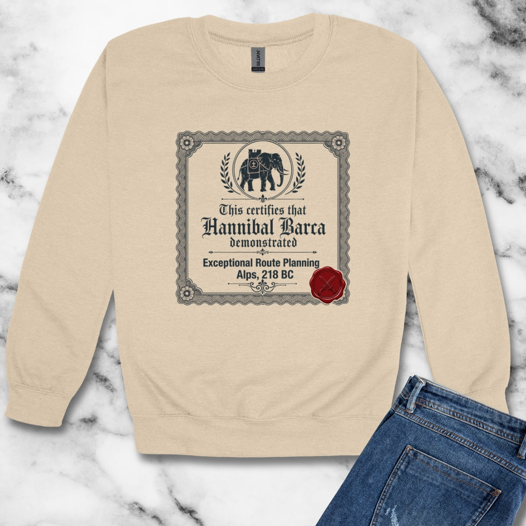 Hannibal Barca Certificate for Route Planning Unisex Heavy Crewneck Sweatshirt