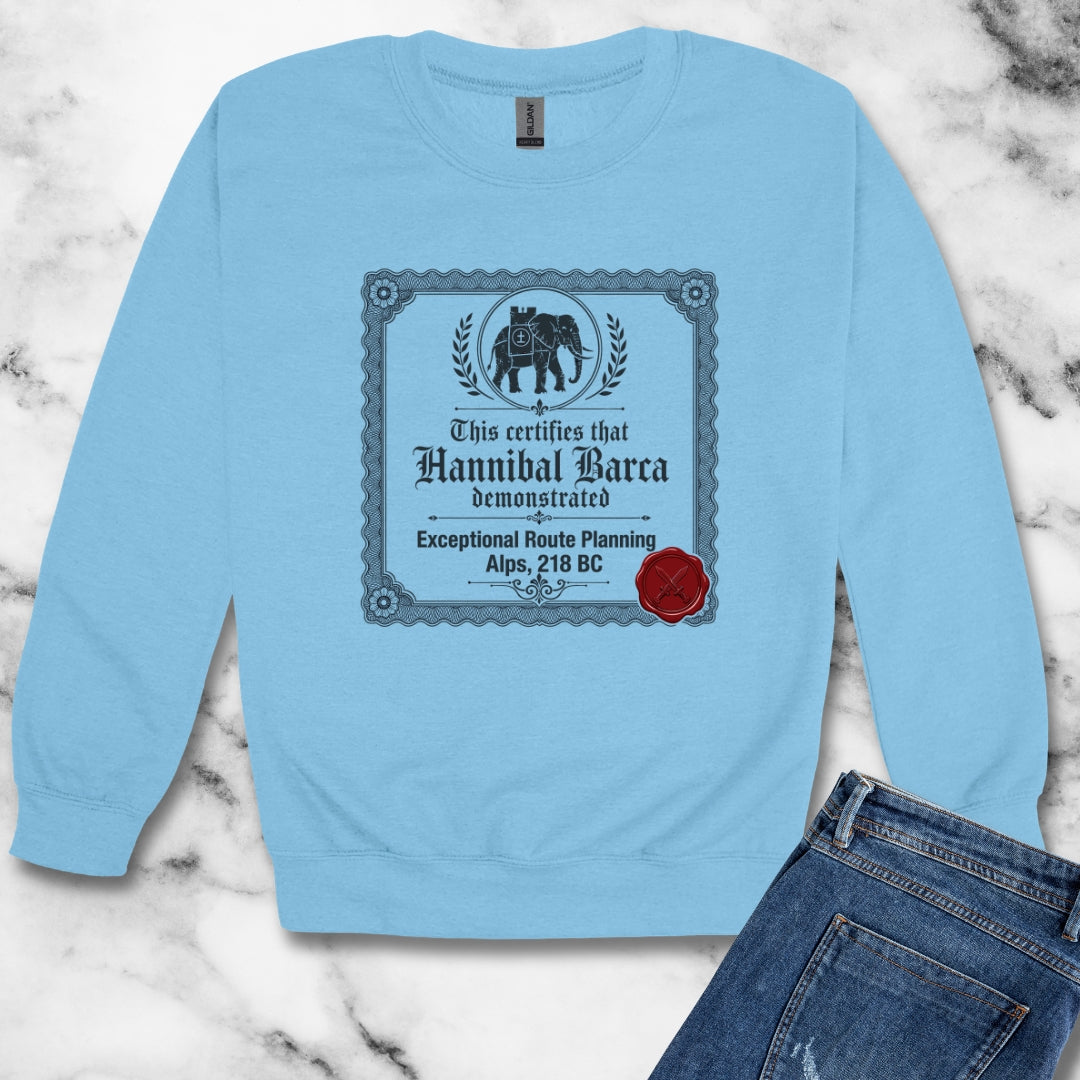 Hannibal Barca Certificate for Route Planning Unisex Heavy Crewneck Sweatshirt