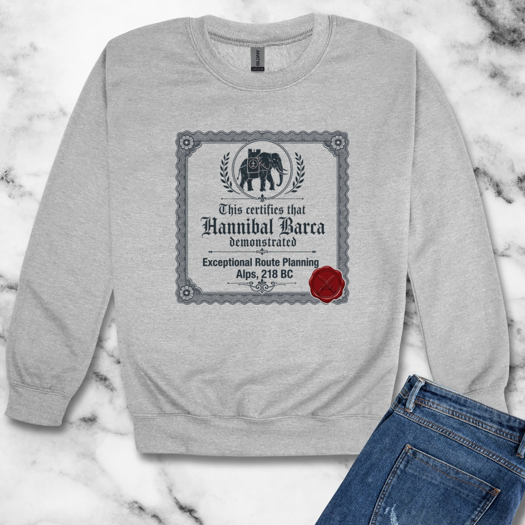 Hannibal Barca Certificate for Route Planning Unisex Heavy Crewneck Sweatshirt