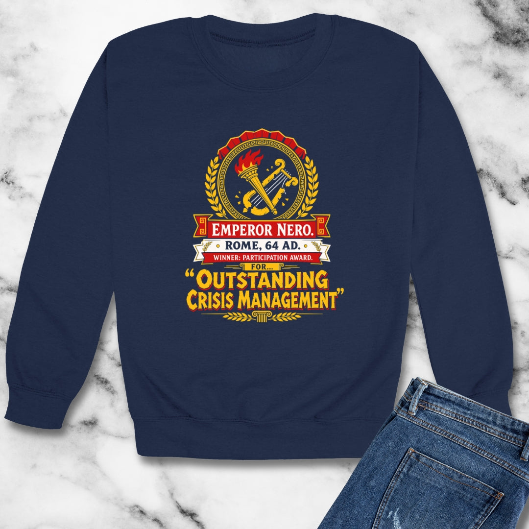 Emperor Nero Certificate for Crisis Management Unisex Heavy Crewneck Sweatshirt
