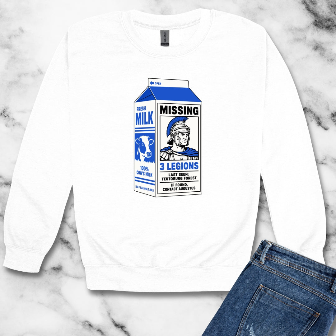 Milk Carton Teutoburg Forest Roman Legions Missing Unisex Heavy Crewneck Sweatshirt