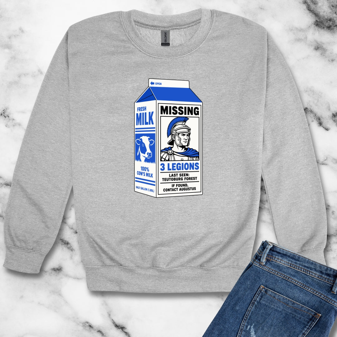 Milk Carton Teutoburg Forest Roman Legions Missing Unisex Heavy Crewneck Sweatshirt