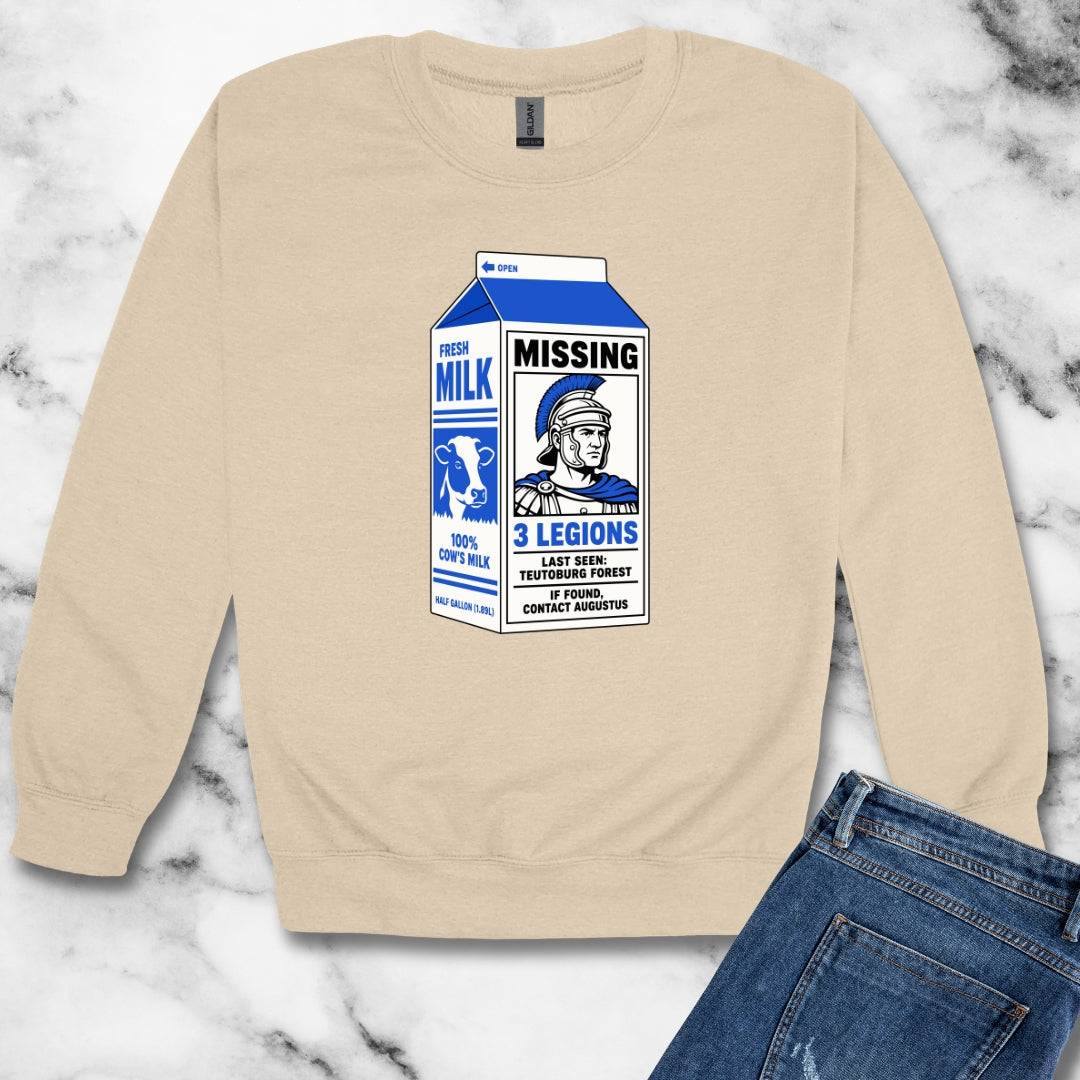 Milk Carton Teutoburg Forest Roman Legions Missing Unisex Heavy Crewneck Sweatshirt
