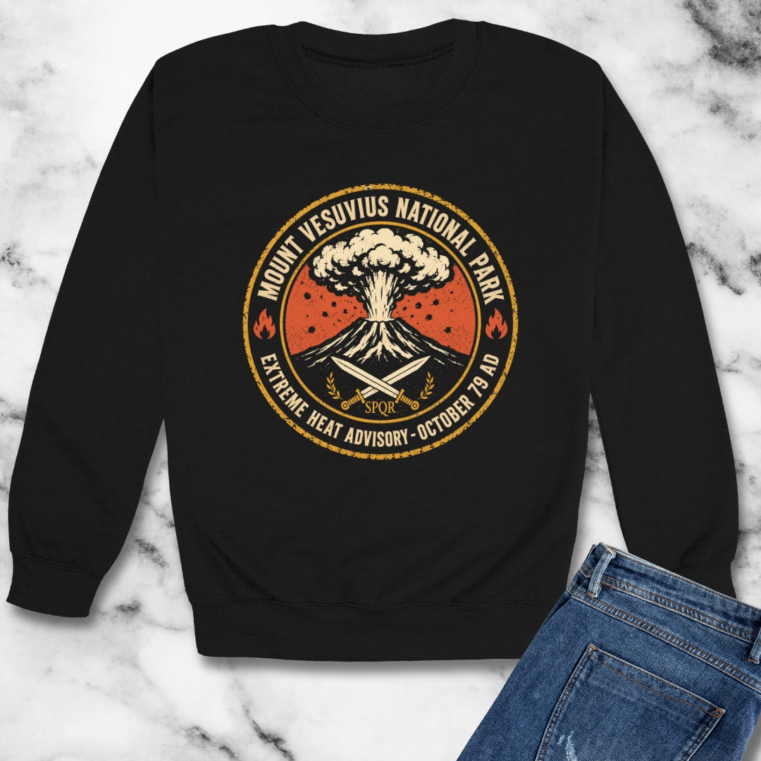 Mt Vesuvius Pompeii Heat Advisory Unisex Heavy Crewneck Sweatshirt