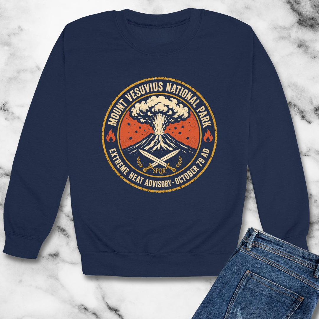 Mt Vesuvius Pompeii Heat Advisory Unisex Heavy Crewneck Sweatshirt