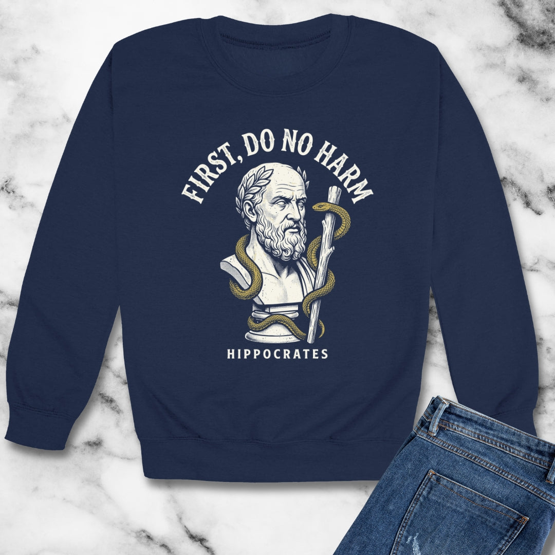 Hippocrates First Do No Harm Unisex Heavy Crewneck Sweatshirt