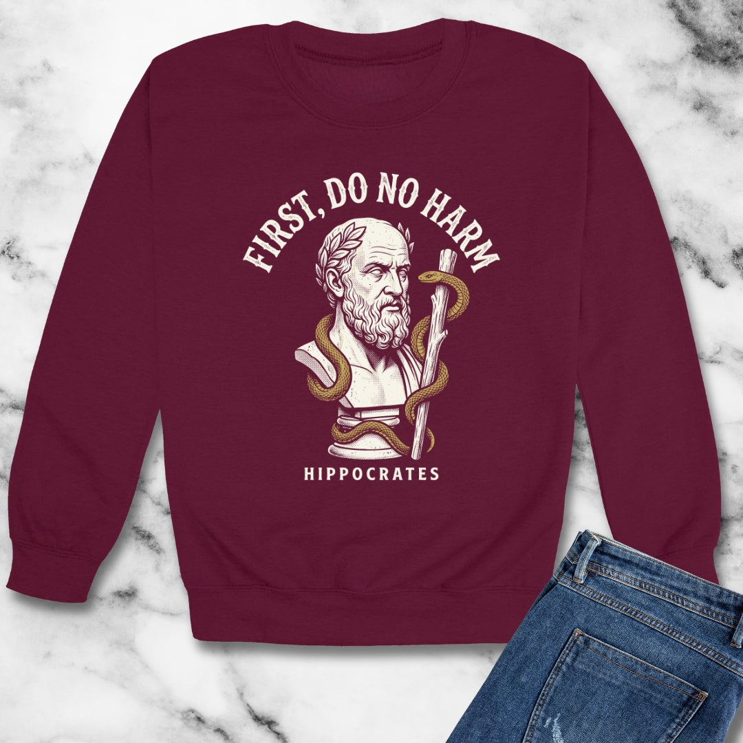 Hippocrates First Do No Harm Unisex Heavy Crewneck Sweatshirt
