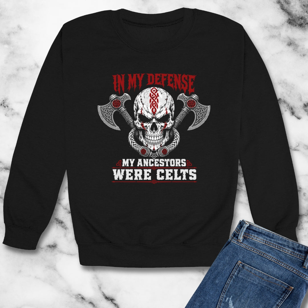 In My Defense My Ancestors Were Celts Skull Unisex Heavy Crewneck Sweatshirt