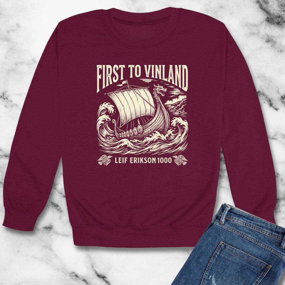 Leif Erikson First to Vinland Unisex Heavy Crewneck Sweatshirt