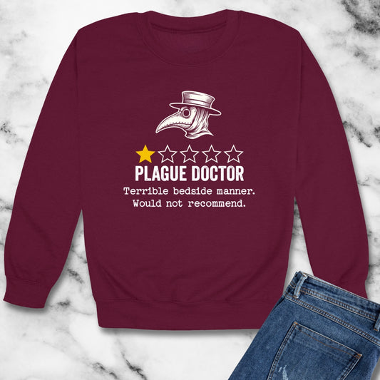 Plague Doctor Bad Review Unisex Heavy Crewneck Sweatshirt