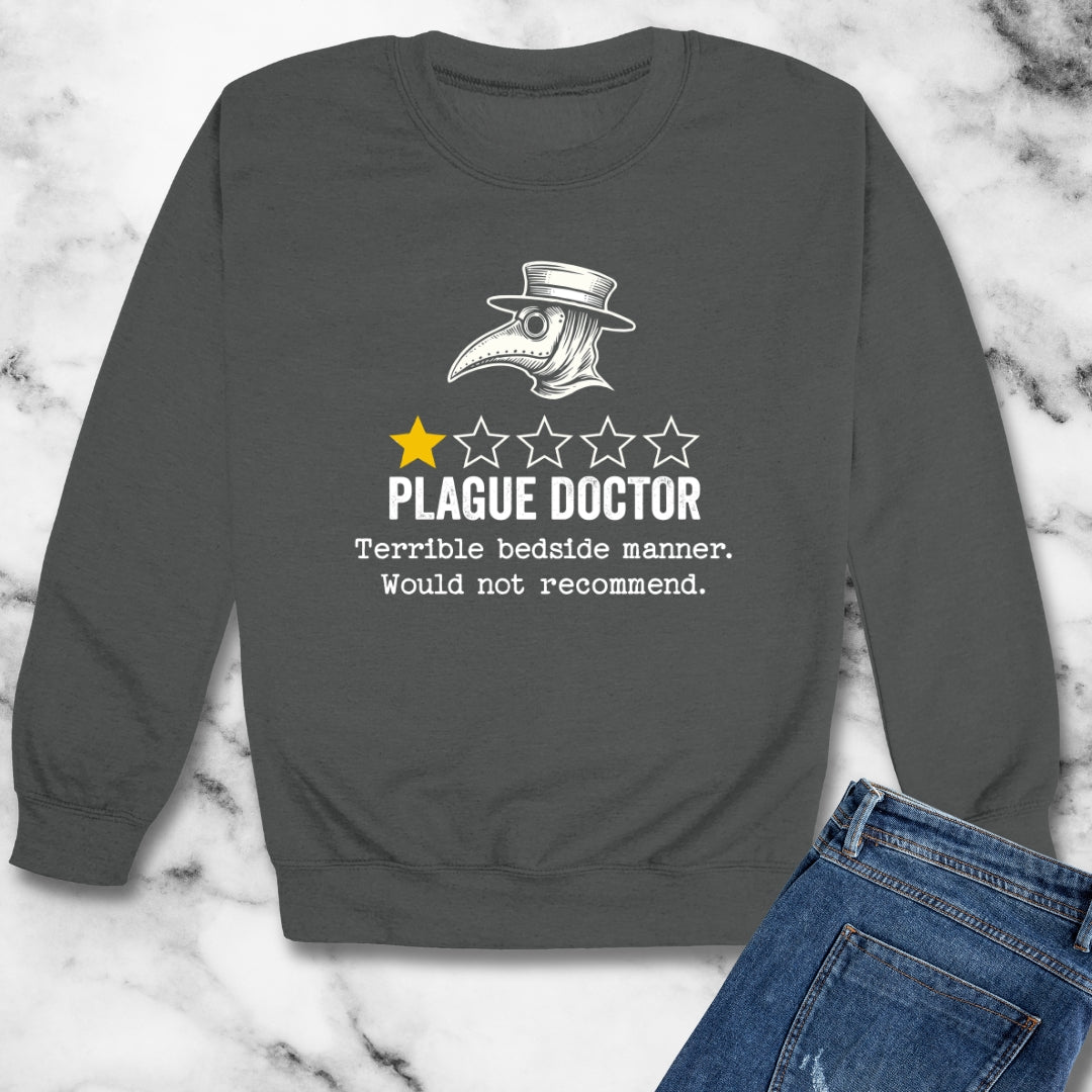 Plague Doctor Bad Review Unisex Heavy Crewneck Sweatshirt